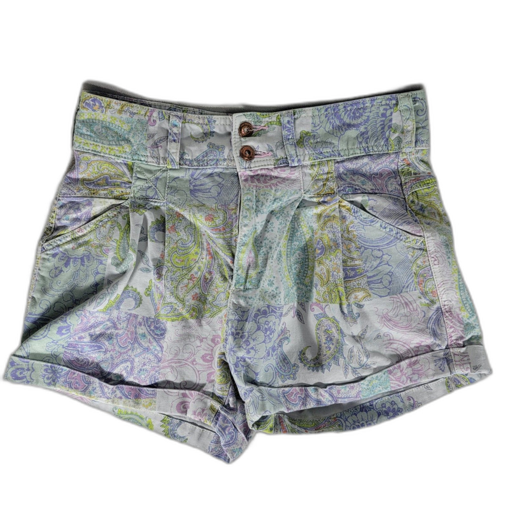 Pilcro Paisley Print Women's Jean Shorts in Pastel Multi